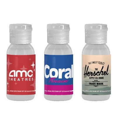 1 oz. SPF 30 Sunscreen in Clear Round Bottle