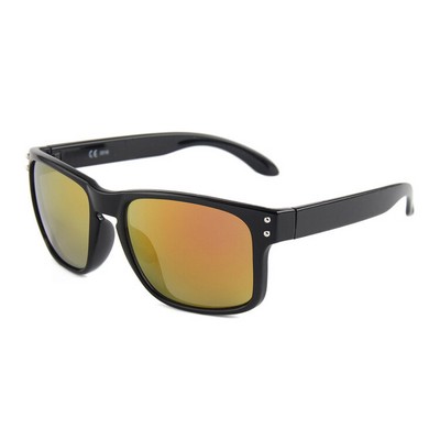 Recycled Event Sunglasses - Red Mirror Lenses - Black Frames