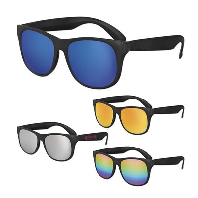 Classic Black Frame Mirror Lens Sunglasses