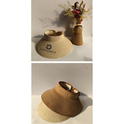 Lady Wide Brim Rollable Straw Sun Hat