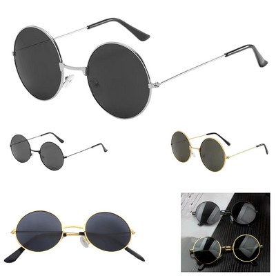 Round-Frame Retro Colored Lens Sunglasses