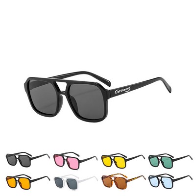Retro Vintage Rectangle Aviator Sunglasses