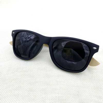 Matte Finish Plastic Sunglasses With Bamboo Leg
