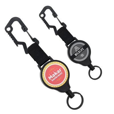 Outdoor Carabiner Round Badge Reel w/ Keyring