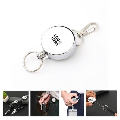 Heavy-Duty Round Metal Badge Reel with Belt Clip for Outdoor Use
