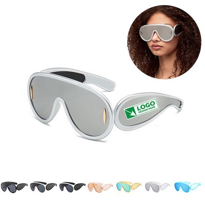 Fashion Oversized Wave Mask Sunglasses for Women