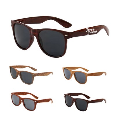Faux Wood Print Frame Classic Sunglasses UV400